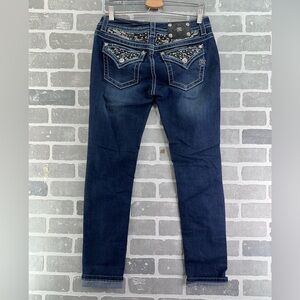 Miss Me crystals peekaboo skinny jeans size 28
